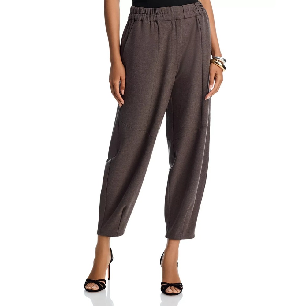 AQUA Womens Balloon Pants Elastic Waistband High Rise Size L Grey Melange